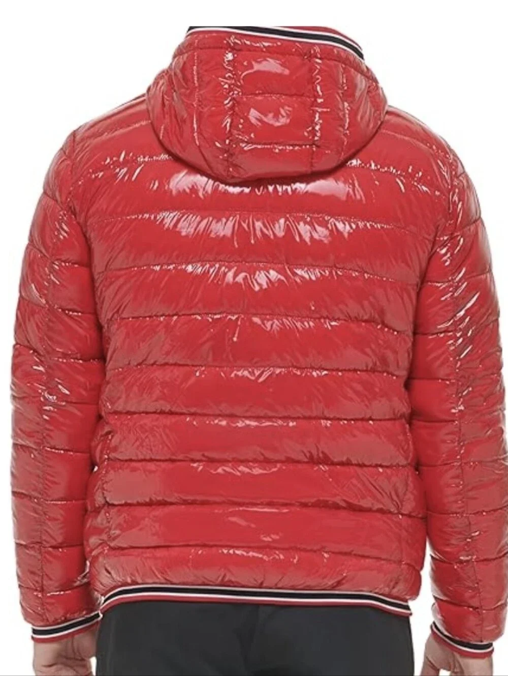 Calvin Klein Men's Hooded Red Super Shine Puffer Jacket - Size XL